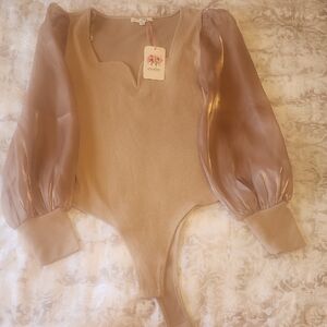 Beautiful Leotard With Shear Sleeves